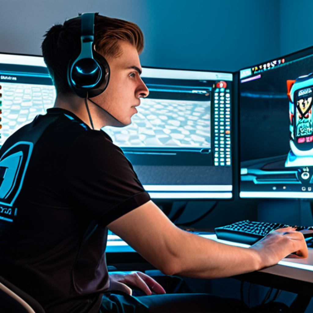 A professional gamer, fully clothed in a modest, high-performance esports jersey and comfortable athletic pants, sits intensely focused at a sleek gaming desk in a modern, well-lit esports arena. Their expression shows mild frustration as the large screen in front of them displays a popular online racing game, visibly pixelated and exhibiting severe lag, with network error icons subtly overlaid. The scene emphasizes the technical difficulties of online gaming. Perfect anatomy, natural pose, correct proportions, well-formed hands, proper finger count, natural body proportions. Professional photography, high detail, dramatic lighting, appropriate content, safe for work, family-friendly.