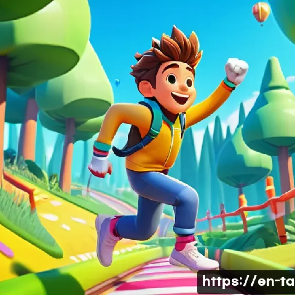 테일즈런너 계급별 플레이 스타일 - A dynamic scene of a beginner player character in a colorful, whimsical racing game environment, wea...